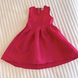 Hot pink dress. Hi lo.